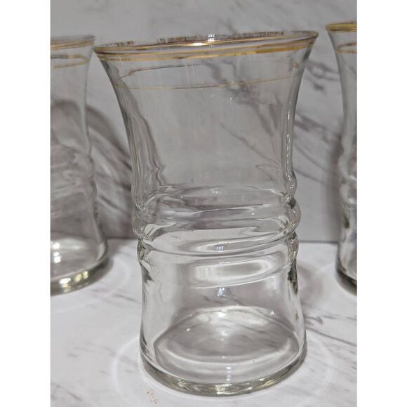 Anchor Hocking 1940's Gold Trim set of 10 Hour Glass 10oz Drinkware - Picture 7 of 8